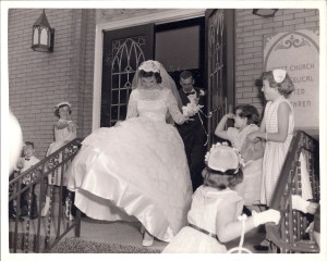 Leaving the church after the ceremony.