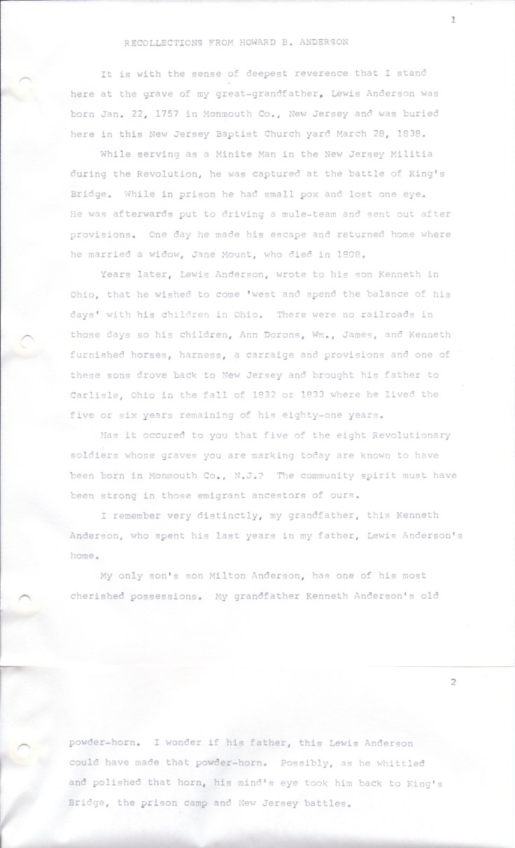 Anderson 1920s abt Dedication of Lewis Andersons Grave