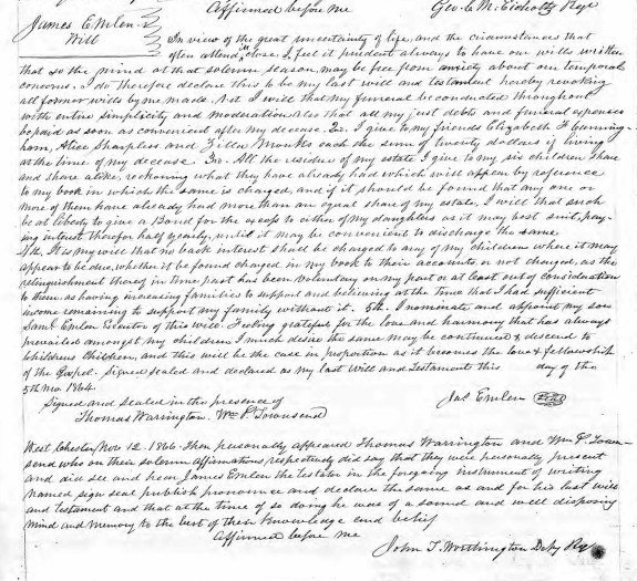 Emlen 1864 Will James